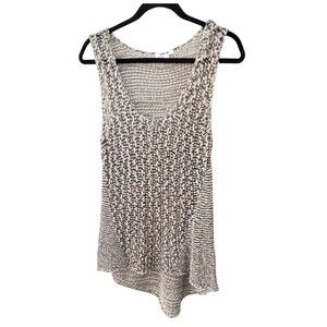 Helmut Lang Open Knit Tank Black Beige Sleeveless Textured Minimalist Y2K Top S